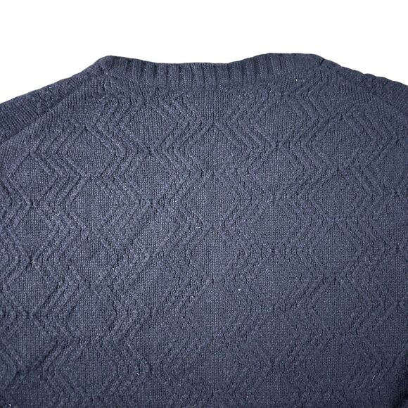 The Mens Store Cashmere Sweater Large Navy Cable Knit Crewneck Bloomingdales - Picture 6 of 9
